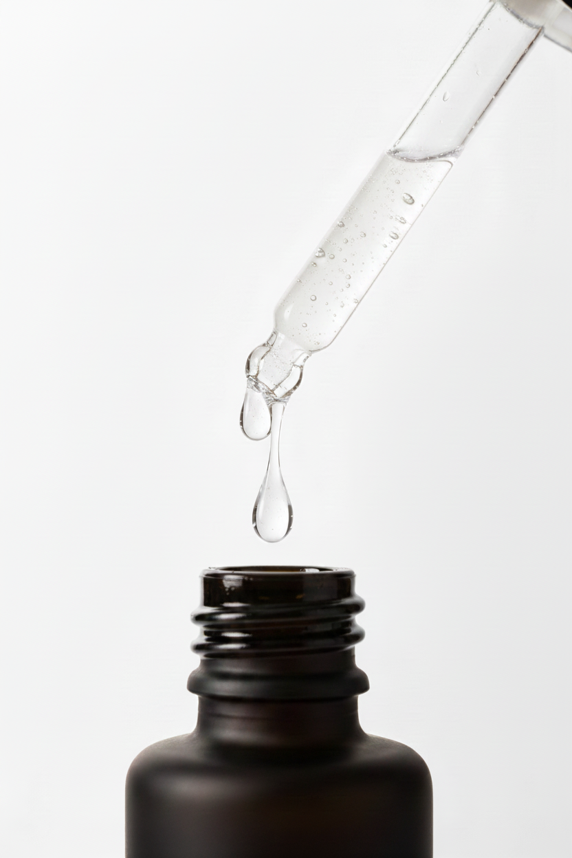 Transparente Textur von Sensitiv Glow Peel 5% in der Pipette