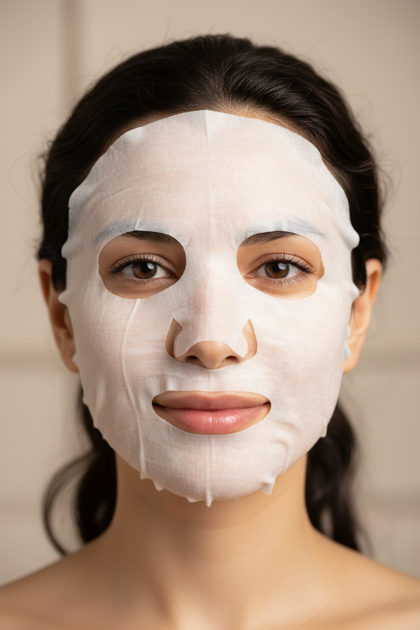 Retinal Sheet Mask als Tuchmaske auf dem Gesicht